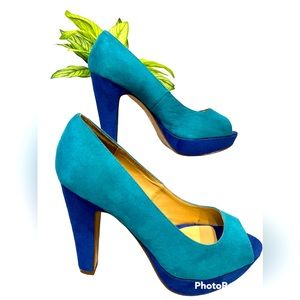 Call It Spring Blue/Turquoise Pep Toe Platform Heel